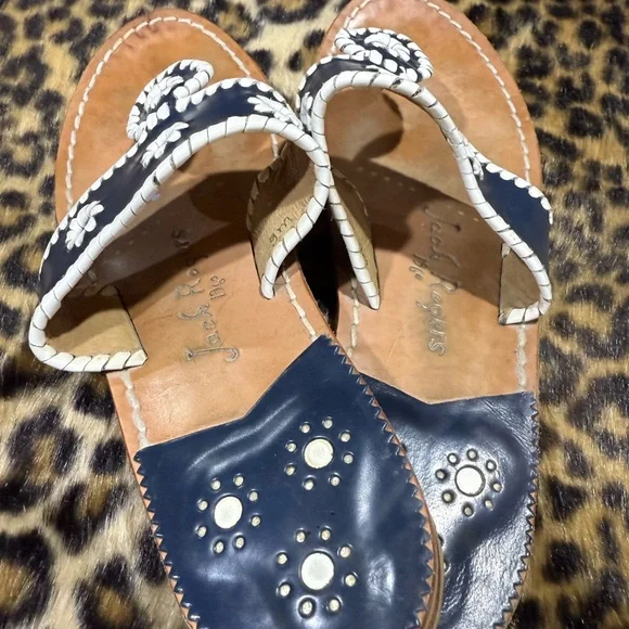Jack Rogers Navy and White Floral Sandals - Picture 2 of 5